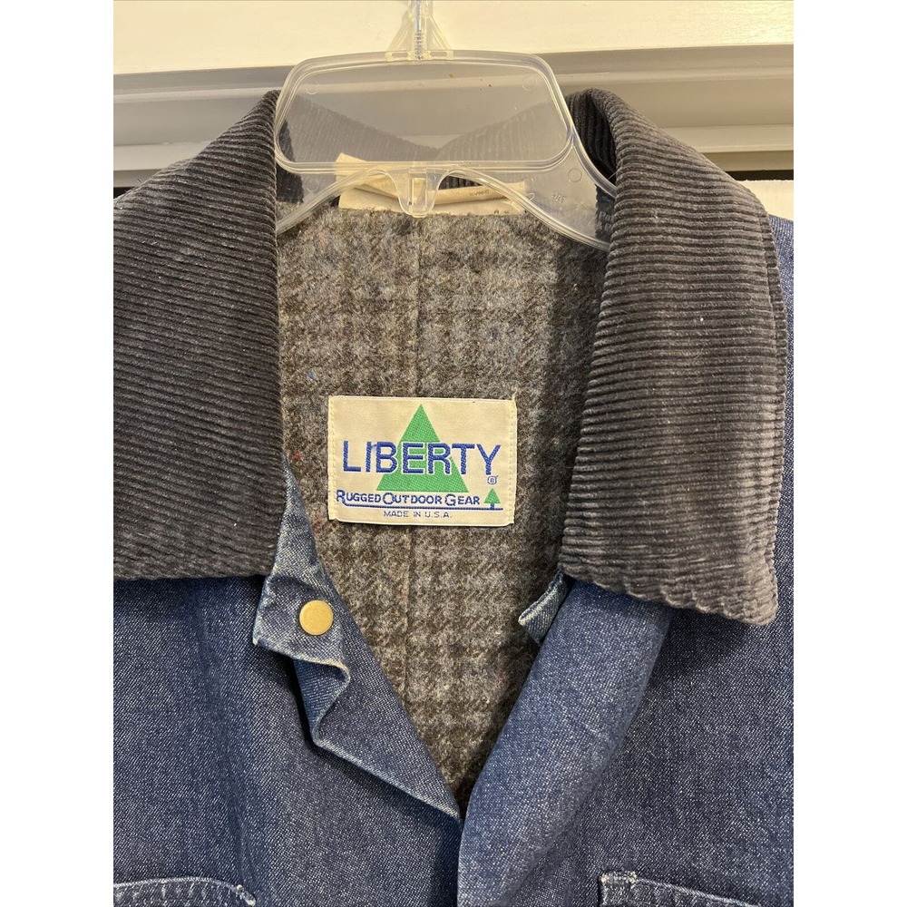 VTG 1970s LIBERTY Made In USA Denim Chore Jacket Blanket Lined Sz XL Corduroy - Picture 2 of 10